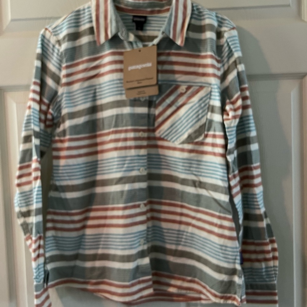 Patagonia Blue and Red Casual Button Down Shirt